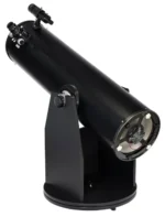 Levenhuk Ra 250N Newtonian reflector on Dobsonian mount, side view