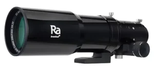Levenhuk Ra R80 ED Doublet apochromatic refractor optical tube with black anodized finish and dual-speed focuser on a white background