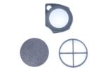 Astroprints Zubehörset für DWARF Mini – Taukappe, Spikemaske & Objektivdeckel componentenoverzicht met ring, spikemaske en objectief-/dark-deksel op witte achtergrond