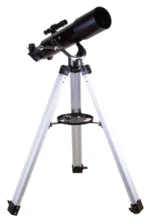 72850_levenhuk-telescope-skyline-base-80t_04_500_1ad71f6c3a8e416aedfd57ad8cc488b1 The Levenhuk Skyline BASE 80T rear view shows the back of the optical tube and tripod, displaying the mount and accessory tray.