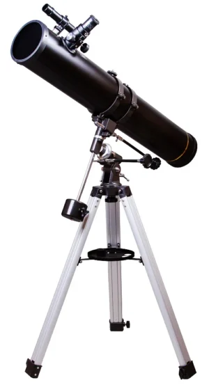 Levenhuk Skyline PLUS 120S main setup with optical tube on equatorial mount and aluminum tripod