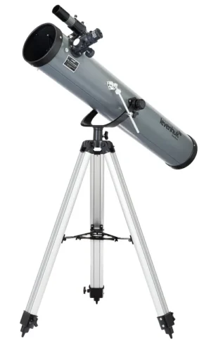 Levenhuk Blitz 114 BASE Newtonian reflector on adjustable aluminum tripod with fork alt-azimuth mount and accessory tray