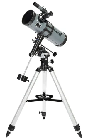 Levenhuk Blitz 114s PLUS short-focus Newtonian reflector on adjustable aluminum tripod with equatorial mount and accessory tray