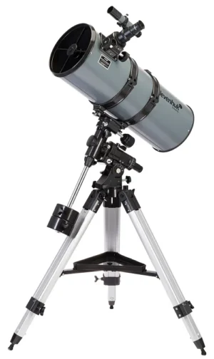 Levenhuk Blitz 203 PLUS high-aperture Newtonian reflector on adjustable aluminum tripod with equatorial mount and accessory tray