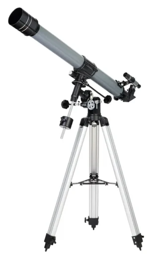 Levenhuk Blitz 70 PLUS achromatic refractor on adjustable aluminum tripod with equatorial mount and accessory tray