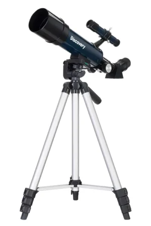 Levenhuk Discovery Sky Trip ST50 compact refractor with aluminum tripod and alt-az mount, product photo on white background