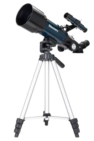 Levenhuk Discovery Sky Trip ST70 compact refractor on aluminum tripod with alt-az mount, product photo on white background