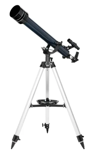 Levenhuk Discovery Spark 607 AZ complete set with achromatic refractor on alt-azimuth mount and aluminum tripod on a white background