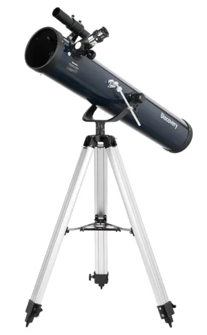 Levenhuk Discovery Spark 114 AZ Newton reflector on aluminum tripod with alt-az fork mount, product photo on white background