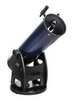 Levenhuk New Skyline PRO 10-inch tilted side view showing optical tube and Dobsonian base
