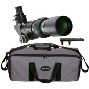 TeleVue Apochromatic Refractor AP 76/480 TV-76 OTA green APO refractor tube with black dew shield, focuser, end cap, and padded carrying case with shoulder strap