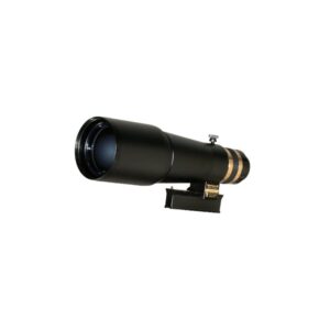 TeleVue Apochromatic Refractor AP 60/360 TV60 OTA compact APO refractor tube in black with gold colored rings and mounting foot on white background