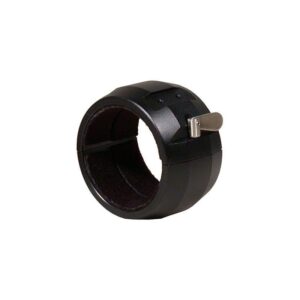 TeleVue Mount Rings, 3" black clamshell rings with felt lining and quick release on white background