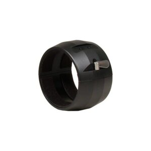 TeleVue Rings Tube Clamp 4" (satin/matte) black clamshell tube clamp with felt lining and quick release on white background