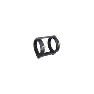 TeleVue Mounting Rings, for 5" telescopes black ring set with two rings and Vixen-style mounting plate on white background