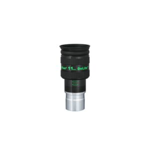 TeleVue DeLite eyepiece, 11mm, 1.25" product photo of the 1.25 inch DeLite 11mm eyepiece with green lettering and ribbed grip on a white background