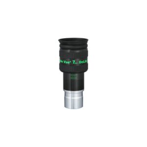 TeleVue DeLite eyepiece, 7mm, 1.25" product photo of the 1.25-inch 7mm DeLite eyepiece with green lettering and ribbed grip on a white background