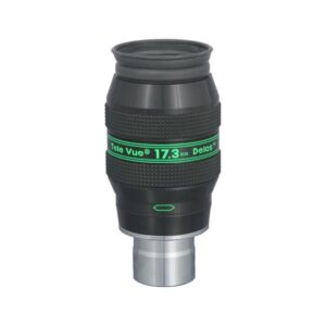 TeleVue Delos Eyepiece, 17.3mm, 1.25" product photo of the 1.25 inch Delos 17.3mm eyepiece with a ribbed grip and green Delos imprint on a white background
