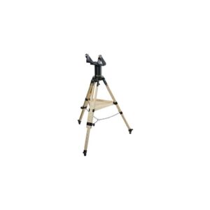 TeleVue Gibraltar HD5 Alt-AZ Mount, full view of the alt-az mount with wooden tripod, spreader bar, and mount head on a white background