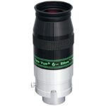 TeleVue Oculair Ethos 6mm 1,25"/2" schuin aanzicht productfoto van het oculair met opvouwbare rubberen oogschelp en metalen vatting