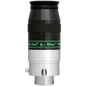 TeleVue Ethos 6mm 1.25"/2" Eyepiece close-up product photo of the eyepiece with green inscription band and metal mount