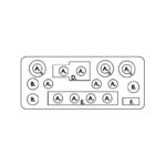 TeleVue Transporttas Oculairtas indelingsschema van de foam-inlay met gemarkeerde posities voor oculairs en accessoires