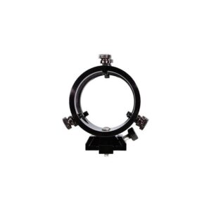 TeleVue Universal Finder Bracket, Complete (Quick Release System) black ring holder with adjustable set screws and quick release base on a white background