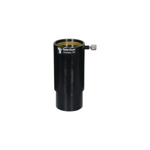 TeleVue 3.5 inch black cylindrical extension tube with TeleVue logo, brass-colored retaining ring, and side locking screw on a white background.
