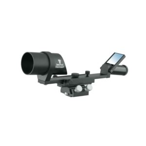 TeleVue Finder Starbeam with Accessory Shoe and Rail The Starbeam red dot LED finder with mirror window, adjustable base, accessory shoe, and dovetail rail on a white background.