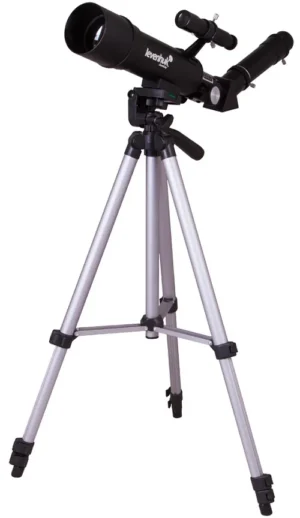Levenhuk Skyline Travel Sun 50 compact refractor with tripod set up on a white background