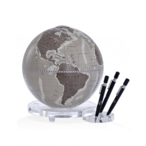 Zoffoli Balance bureauwereldbol 22 cm met pennenhouder, warmgrijs